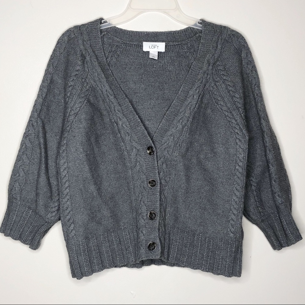 Ann Taylor Loft 3/4 Sleeve Wool Sweater Cardigan